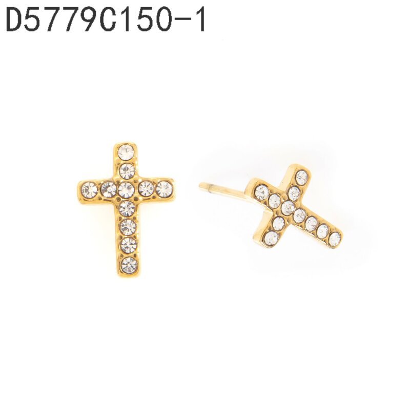 Aretes Cruz de Zirconias Dorado