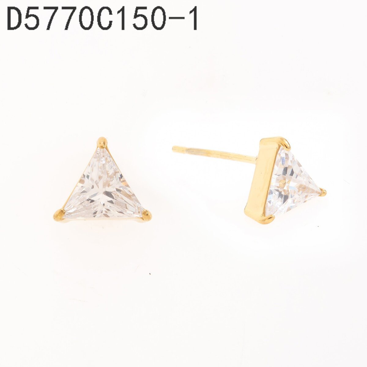Aretes Triangulo de Zirconias Dorado
