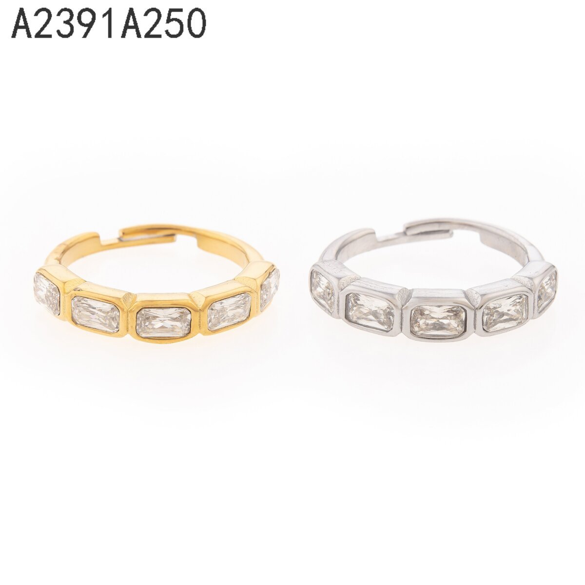 Anillo Doble Hilera de Zirconias Dorado