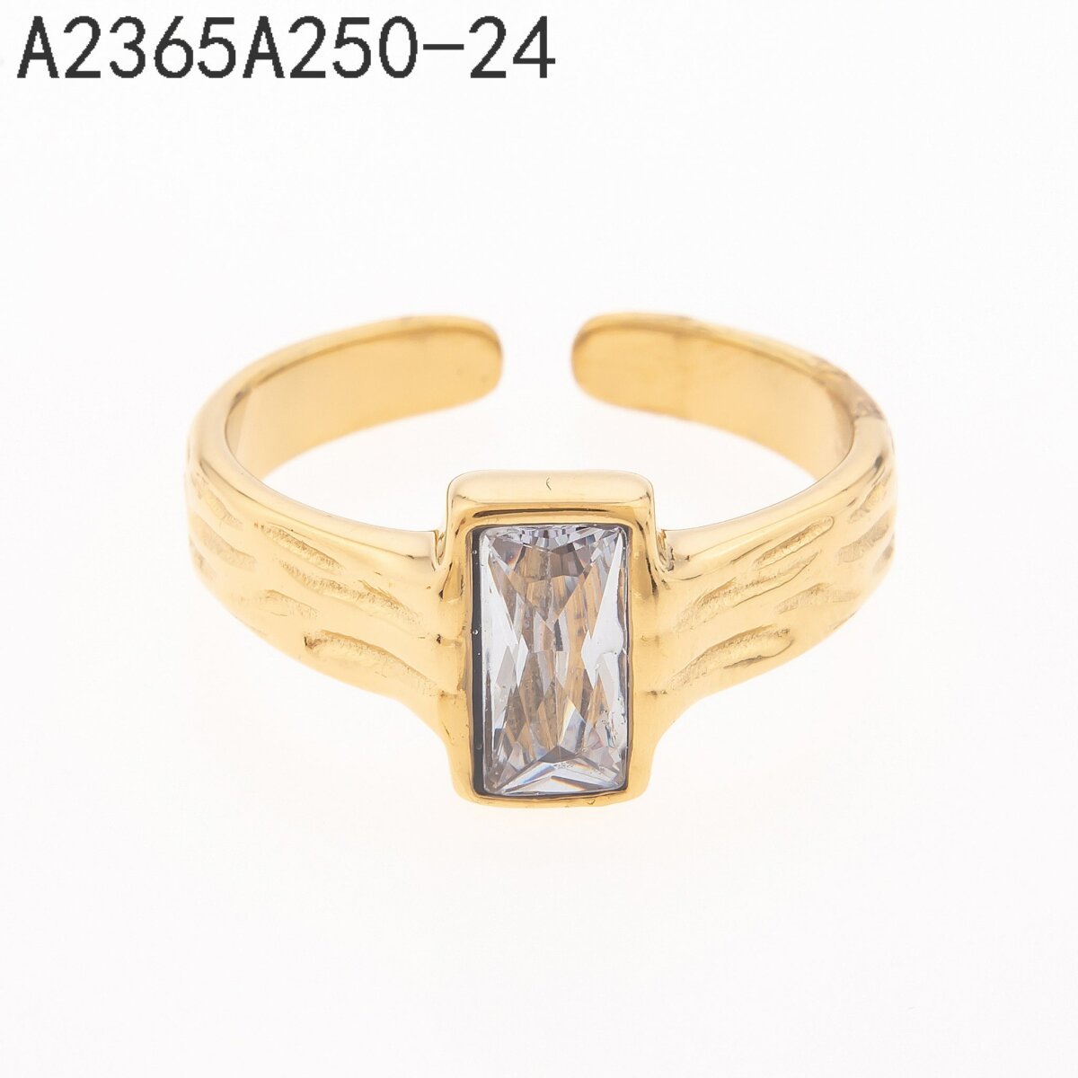 Anillo Piedra Rectangular Dorado