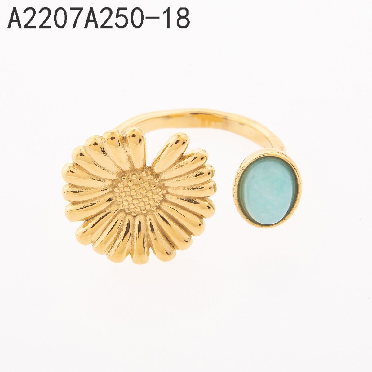 Anillo Sol y Turquesa Dorado