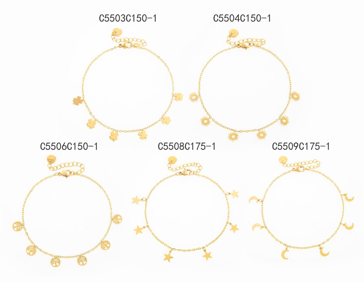 Coleccion de Pulseras con Dijes Dorado