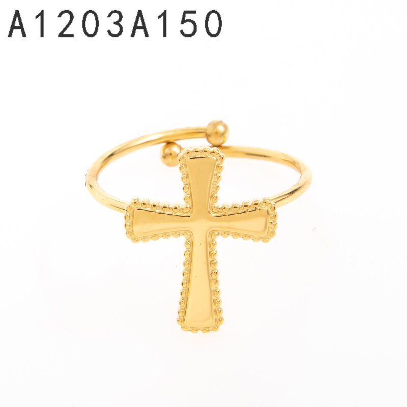 Anillo Cruz Abierto Dorado