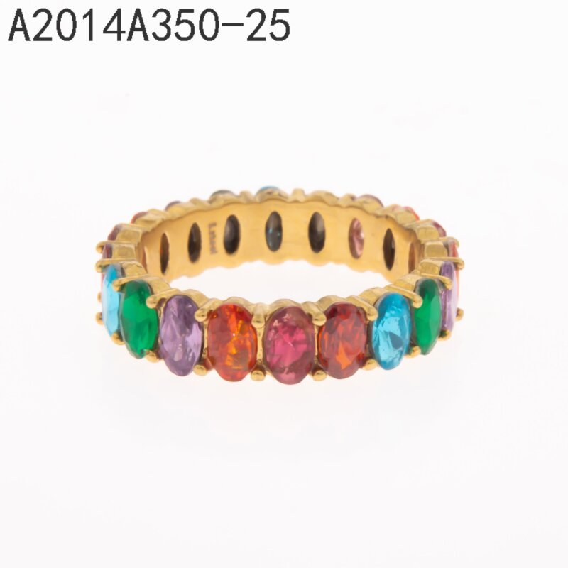 Anillo Cintillo Multicolor Dorado