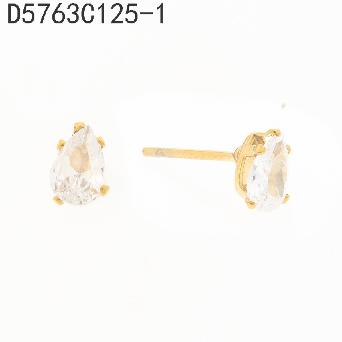 Aretes Broquel de Zirconia Dorado
