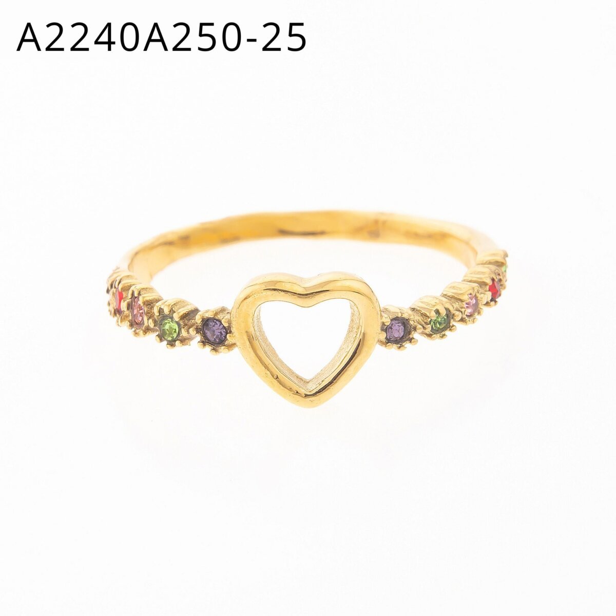 Anillo Corazón con Zirconias Dorado