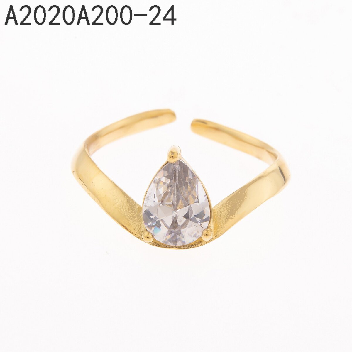 Anillo Gota de Zirconia Dorado