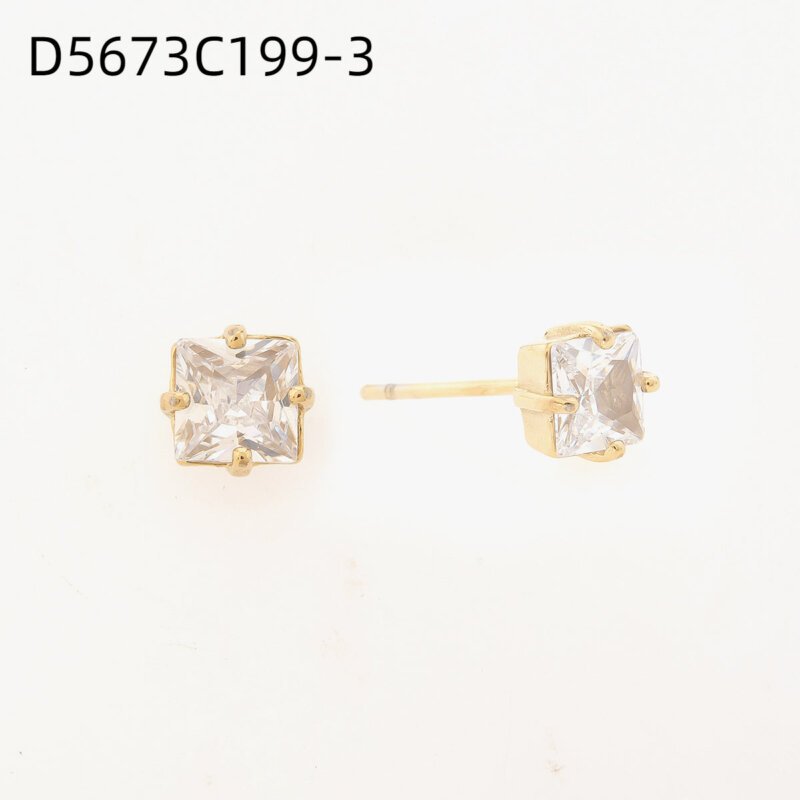 Aretes Punto de Zirconia Dorado
