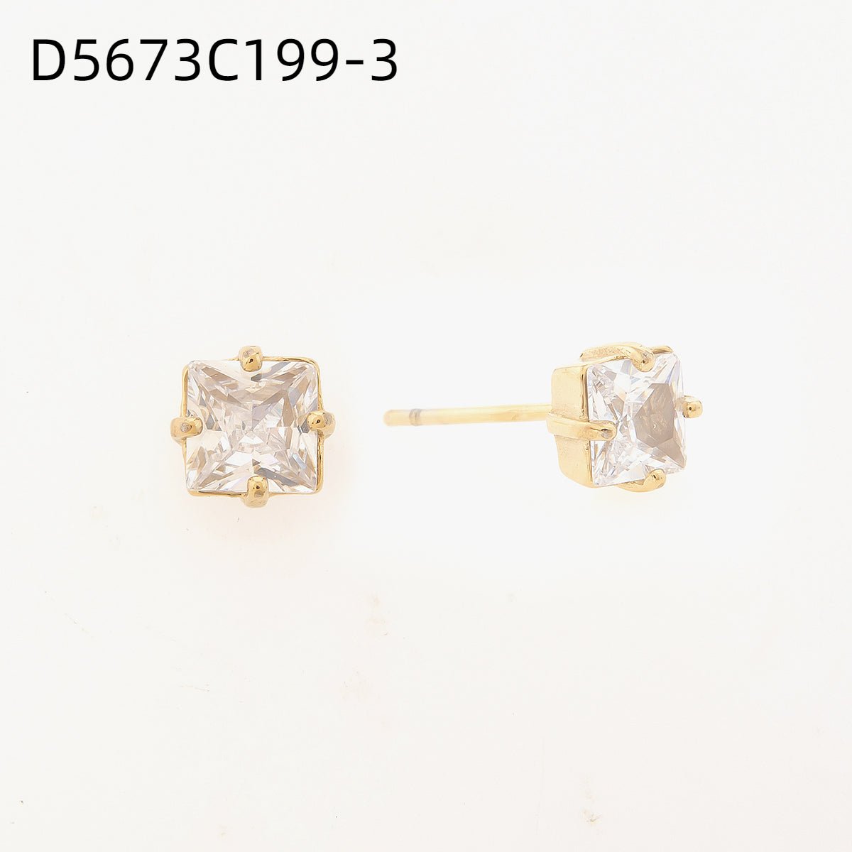 Aretes Punto de Zirconia Dorado