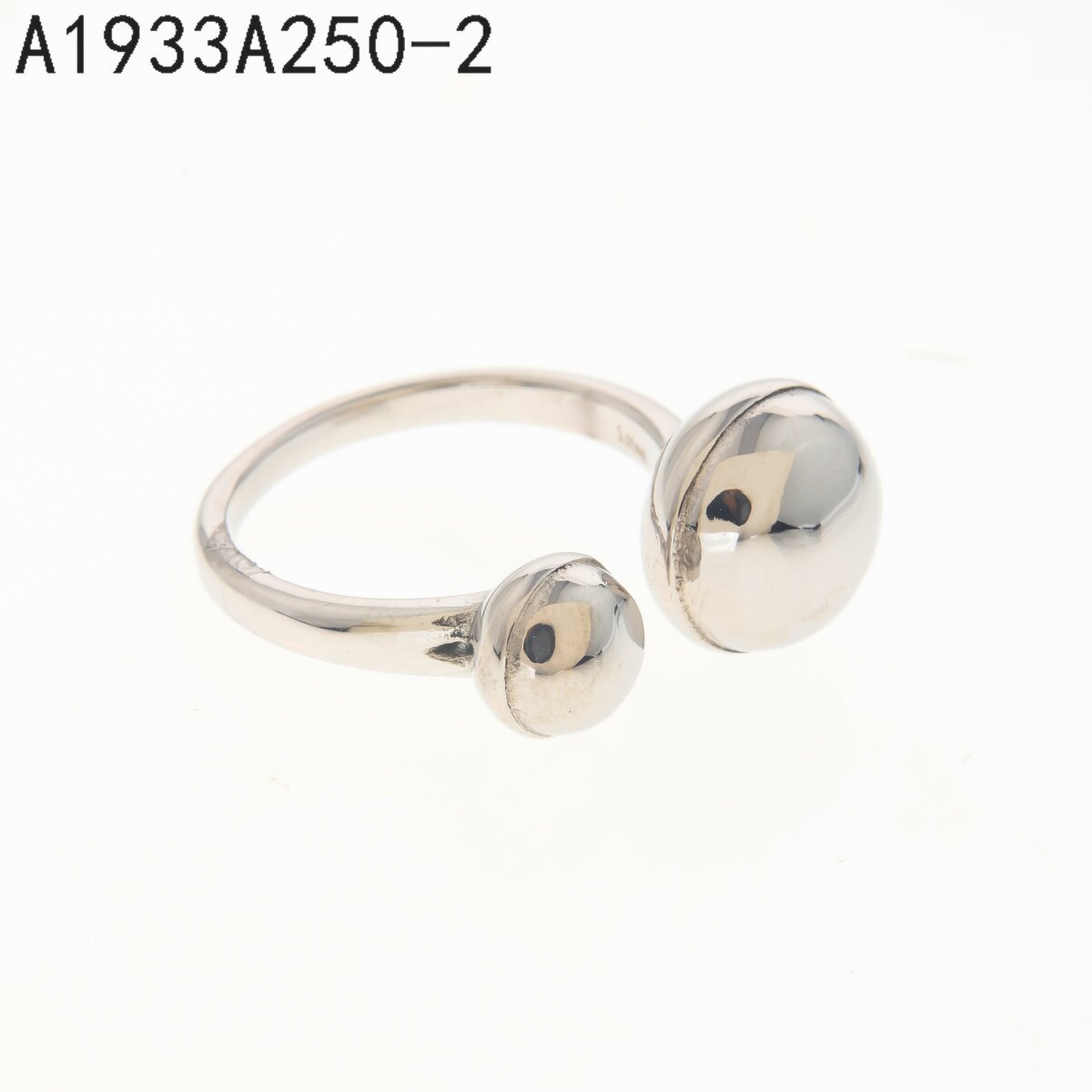 Anillo Abierto Dos Esferas Plata