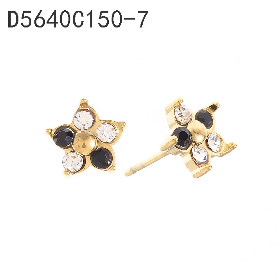 Aretes Flor Negra Dorado