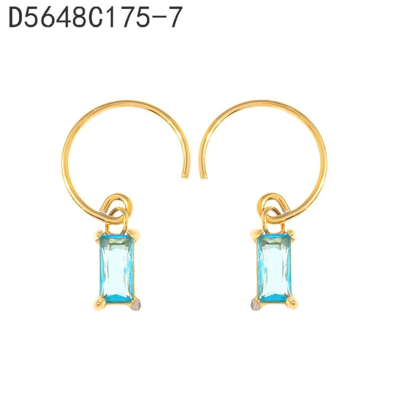 Aretes Aro con Piedra Turquesa Dorado