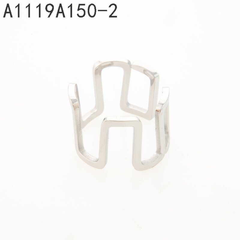 Anillo Ancho Geométrico Abierto Plata