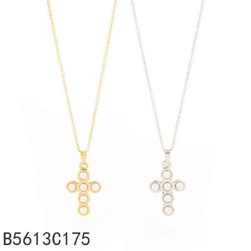 Collar Cruz Pave Dorado