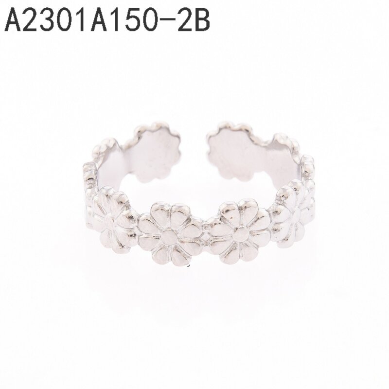 Anillo Cintillo de Flores Plata