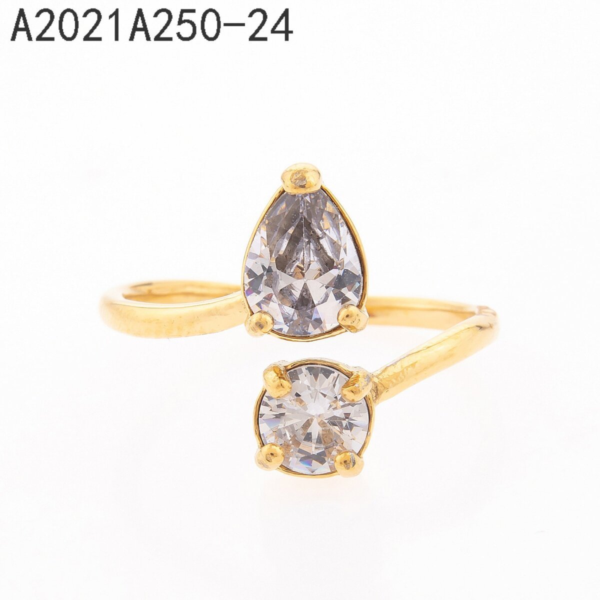 Anillo Gota y Cuadro Dorado