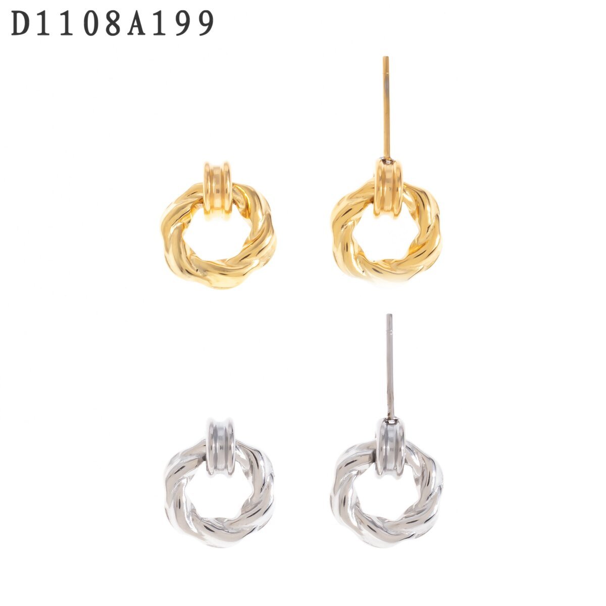 Aretes Círculo Colgante Dorado