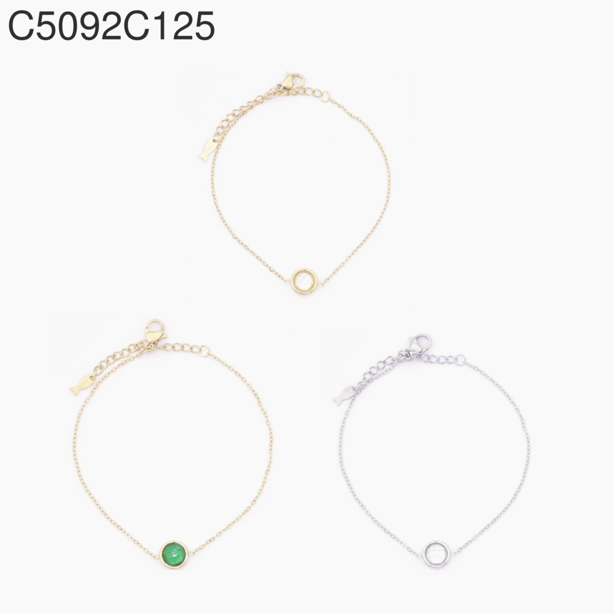Pulsera Dije Verde Dorado