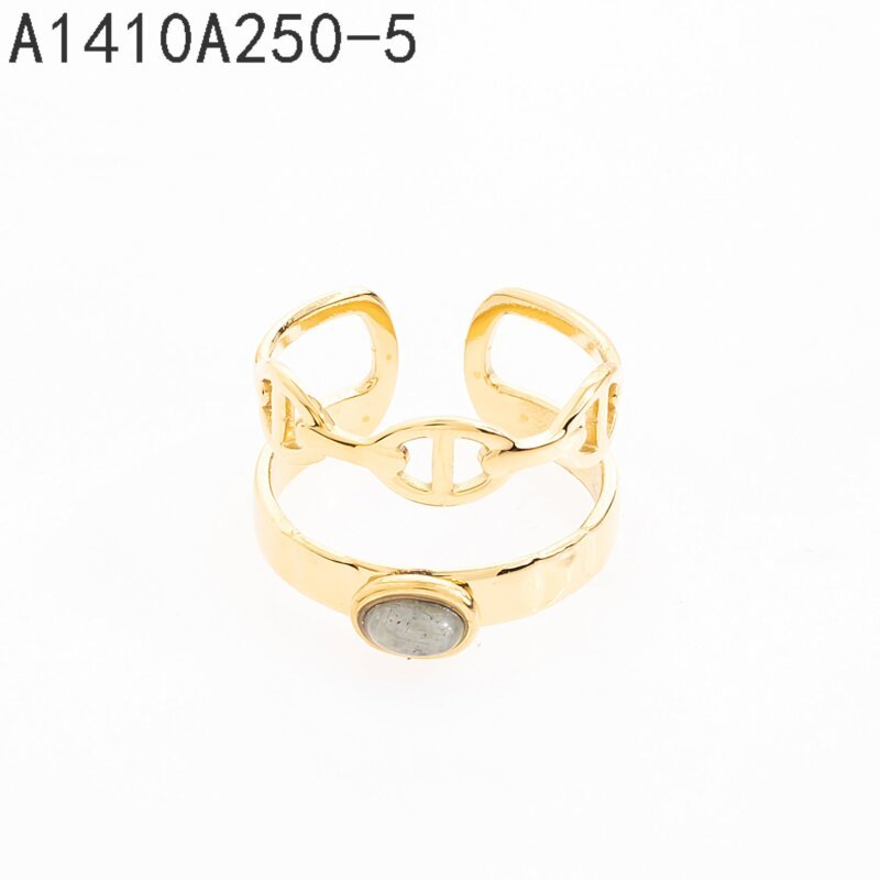 Anillo Link Oval Stone Dorado / Gris