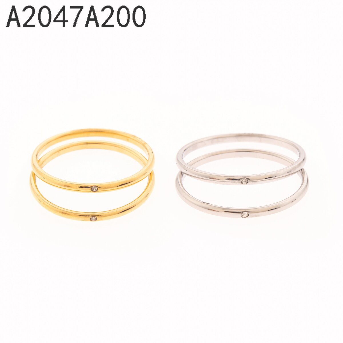 Anillo Doble Banda Fina Dorado
