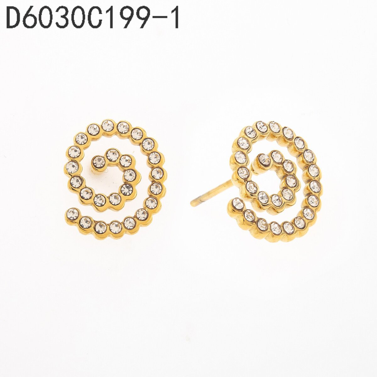Aretes Espiral de Zirconias Dorado
