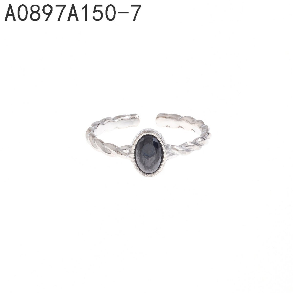 Anillo Oval Piedra Negra Plata