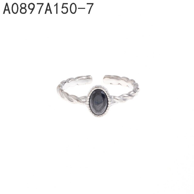 Anillo Oval Piedra Negra Plata