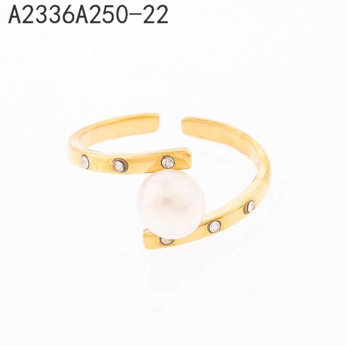 Anillo Torcido con Perla Dorado