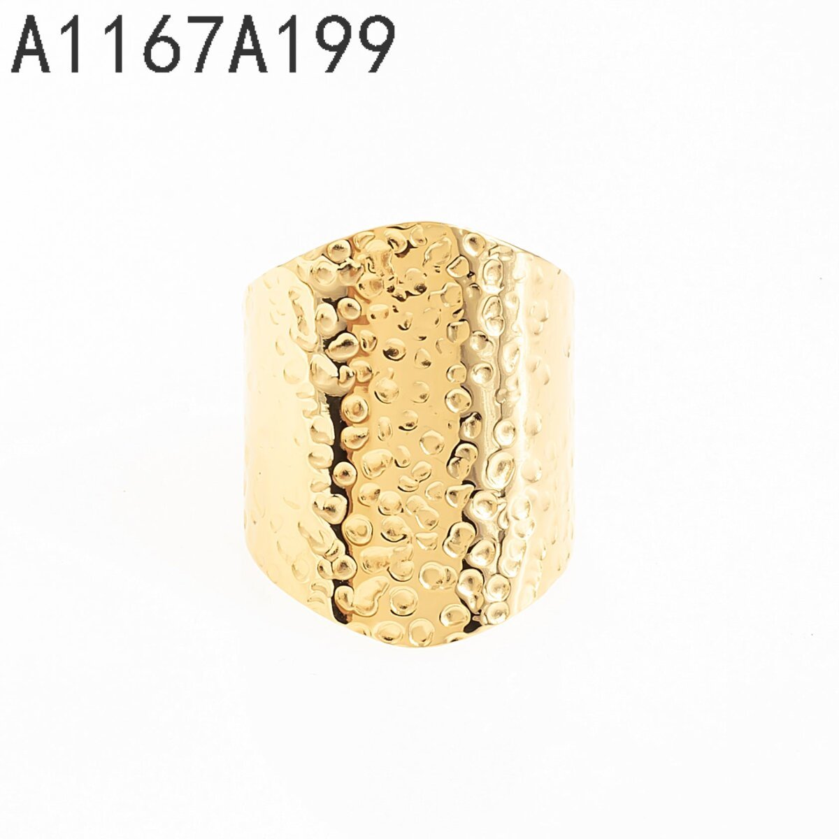 Anillo Ancho Texturizado Dorado