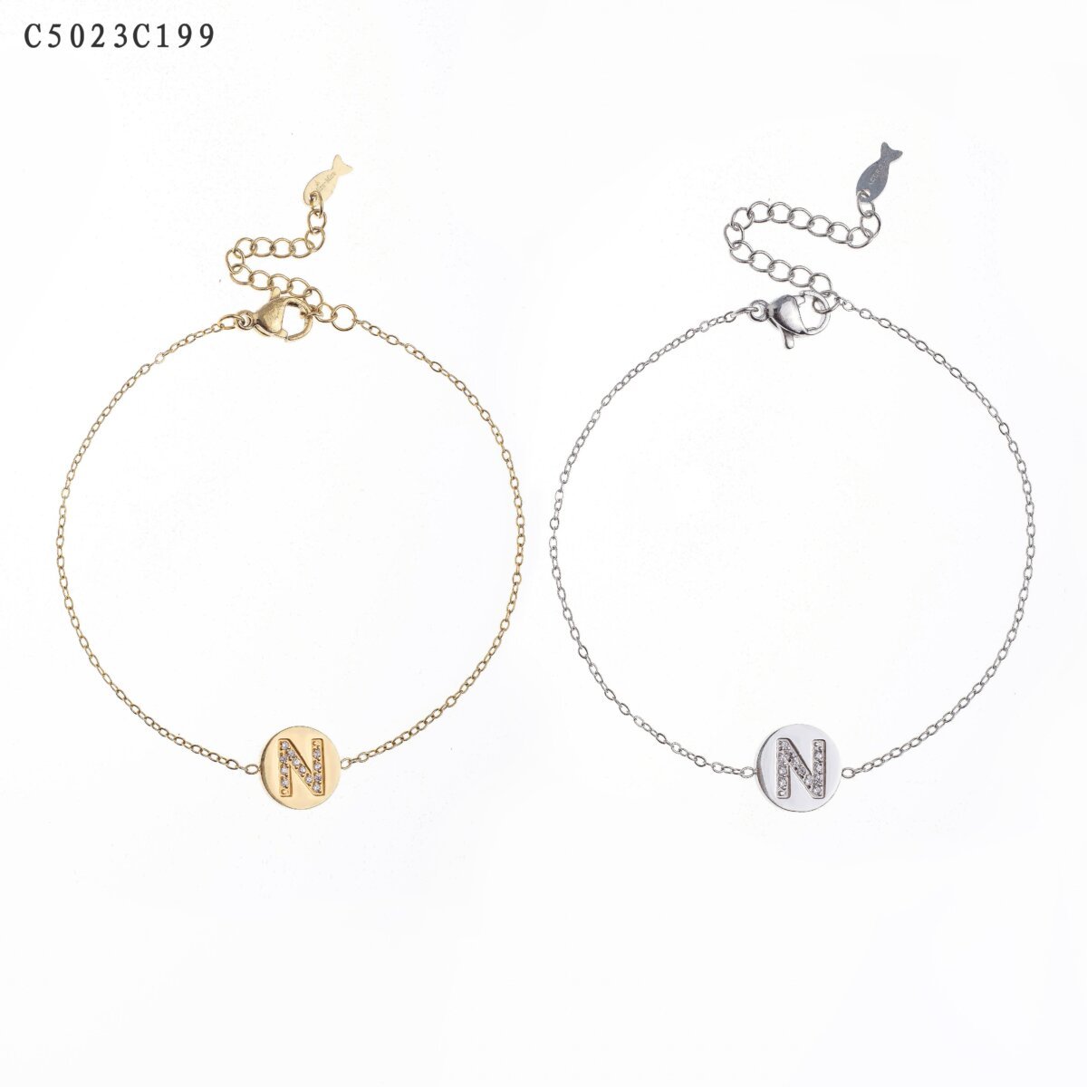 Pulsera con la letra N Oro Grueso 14K
