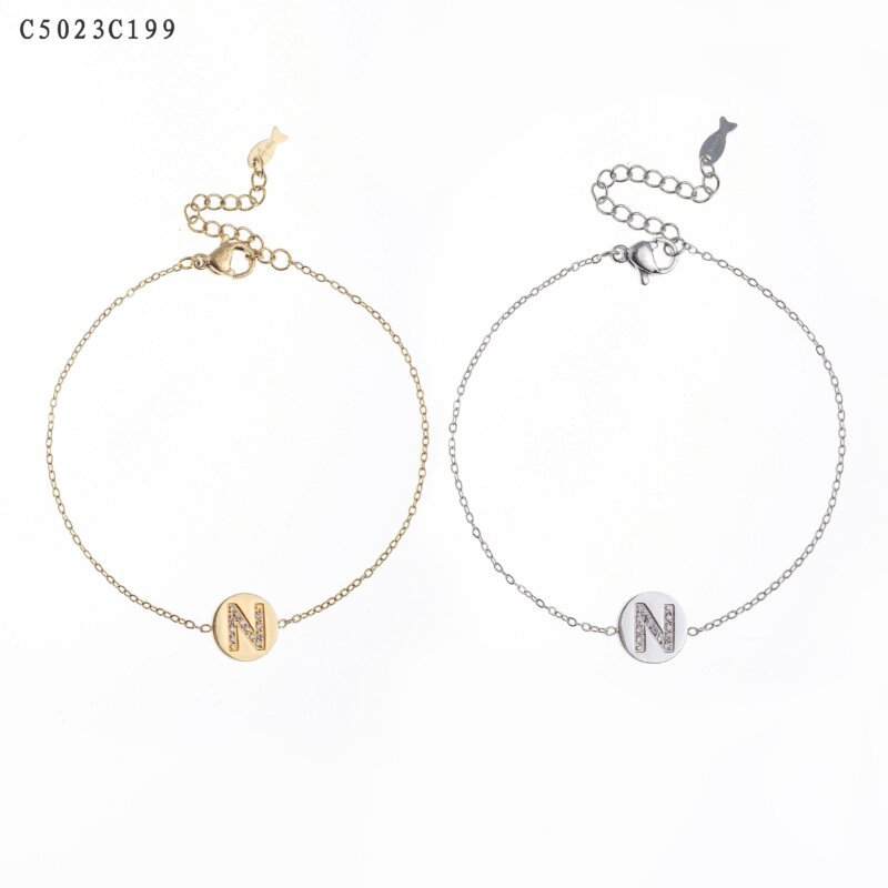 Pulsera con la letra N Oro Grueso 14K