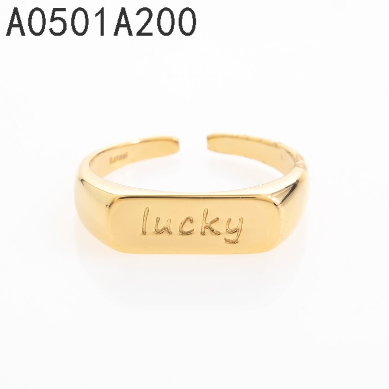 Anillo Placa Grabada Dorado