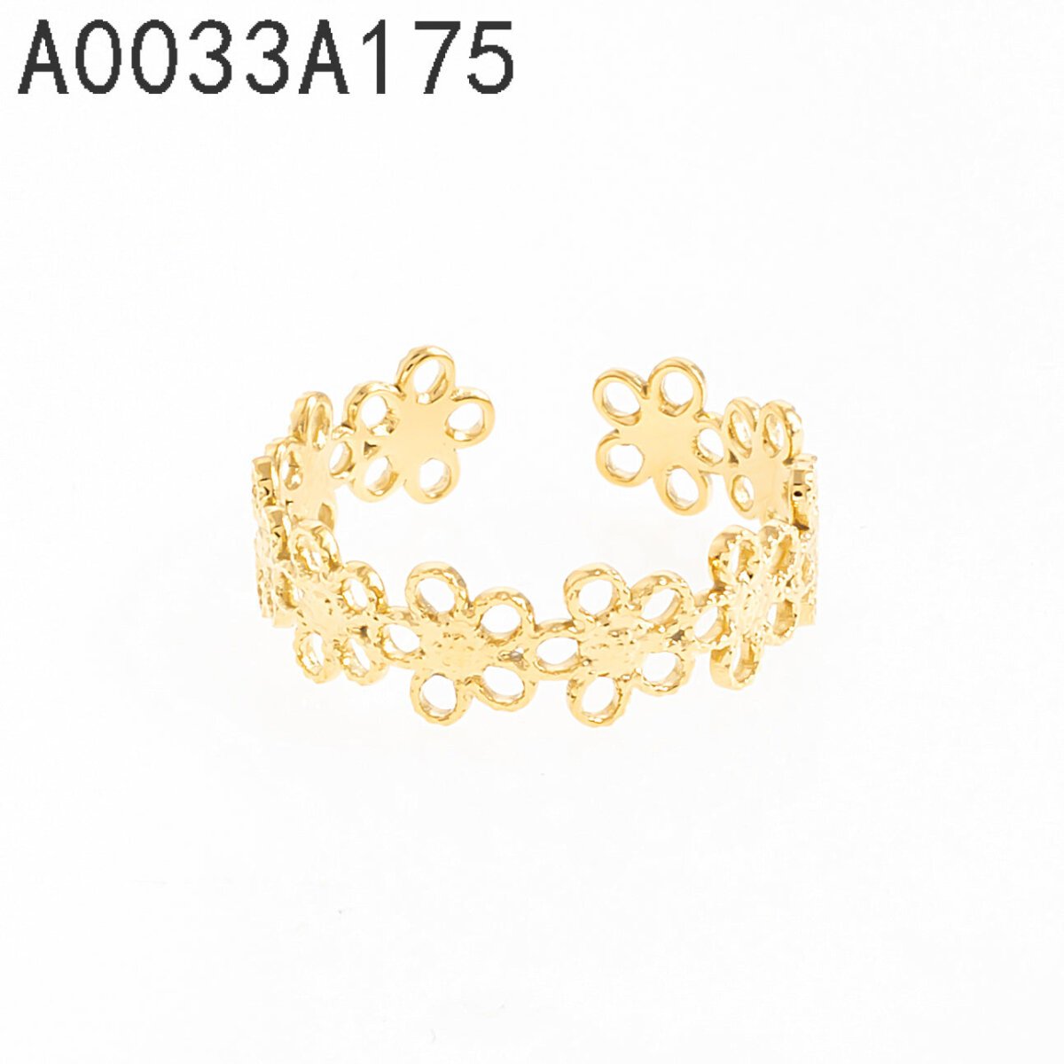 Anillo Cintillo de Flores Dorado