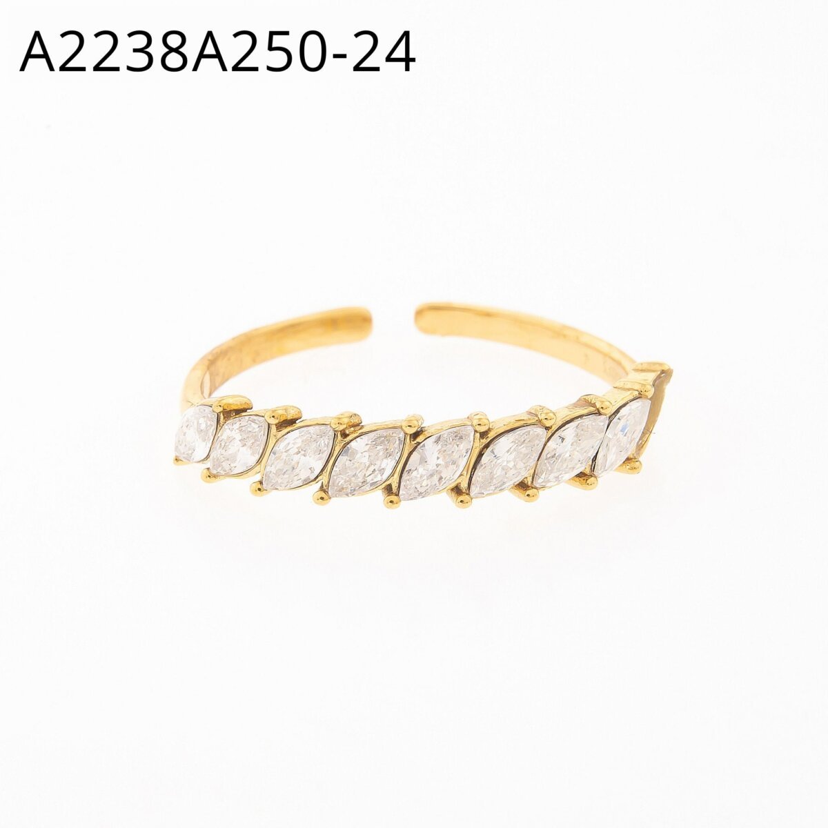 Anillo Cintillo Doble Zirconias Dorado