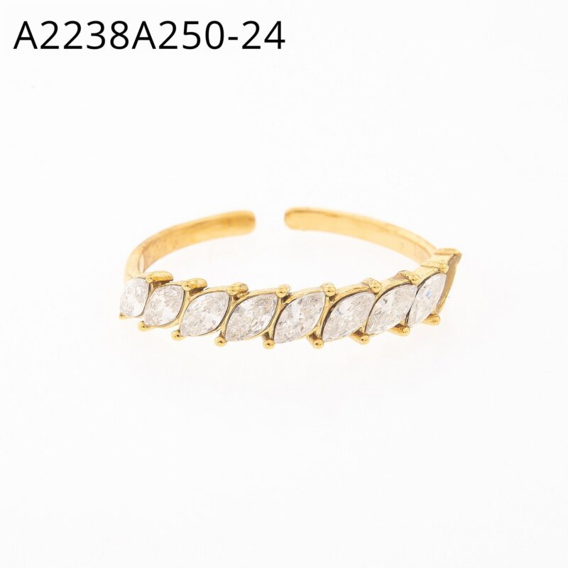 Anillo Cintillo Doble Zirconias Dorado