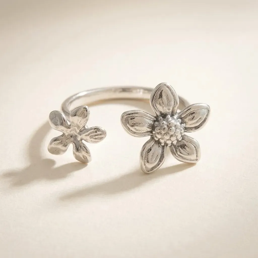 Anillo Ramo de Flores Plata