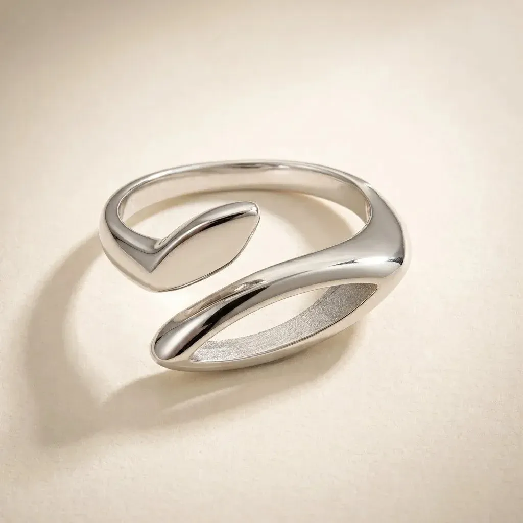Anillo Abierto Ondulado Plata