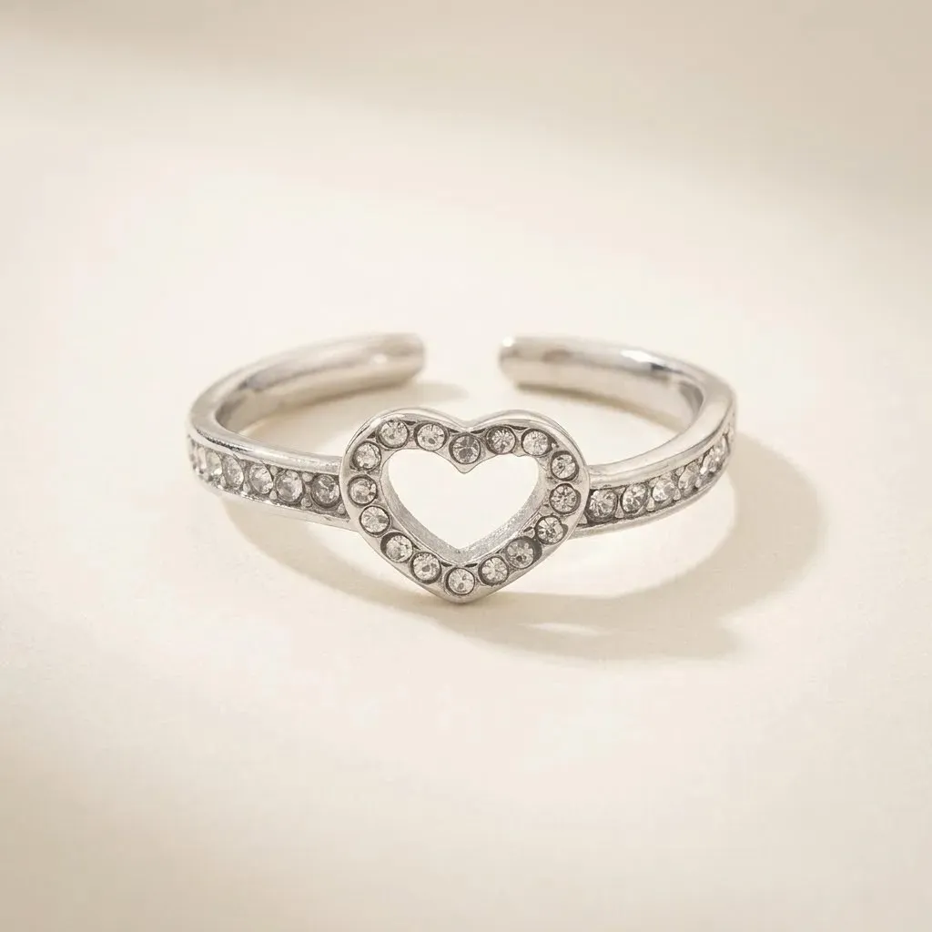 Anillo Corazón Delicado Plata