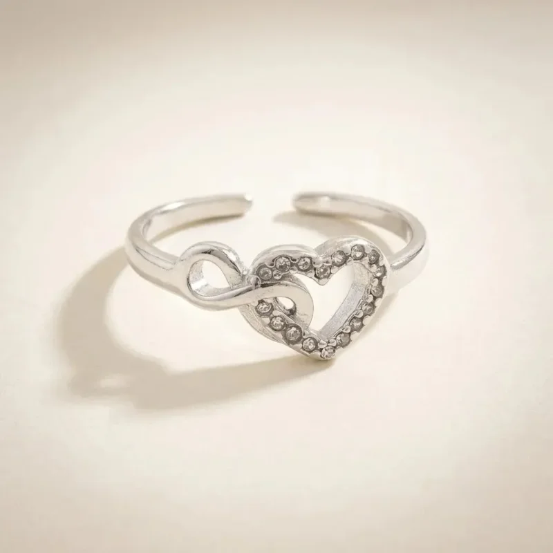 Anillo Doble Corazón Plata