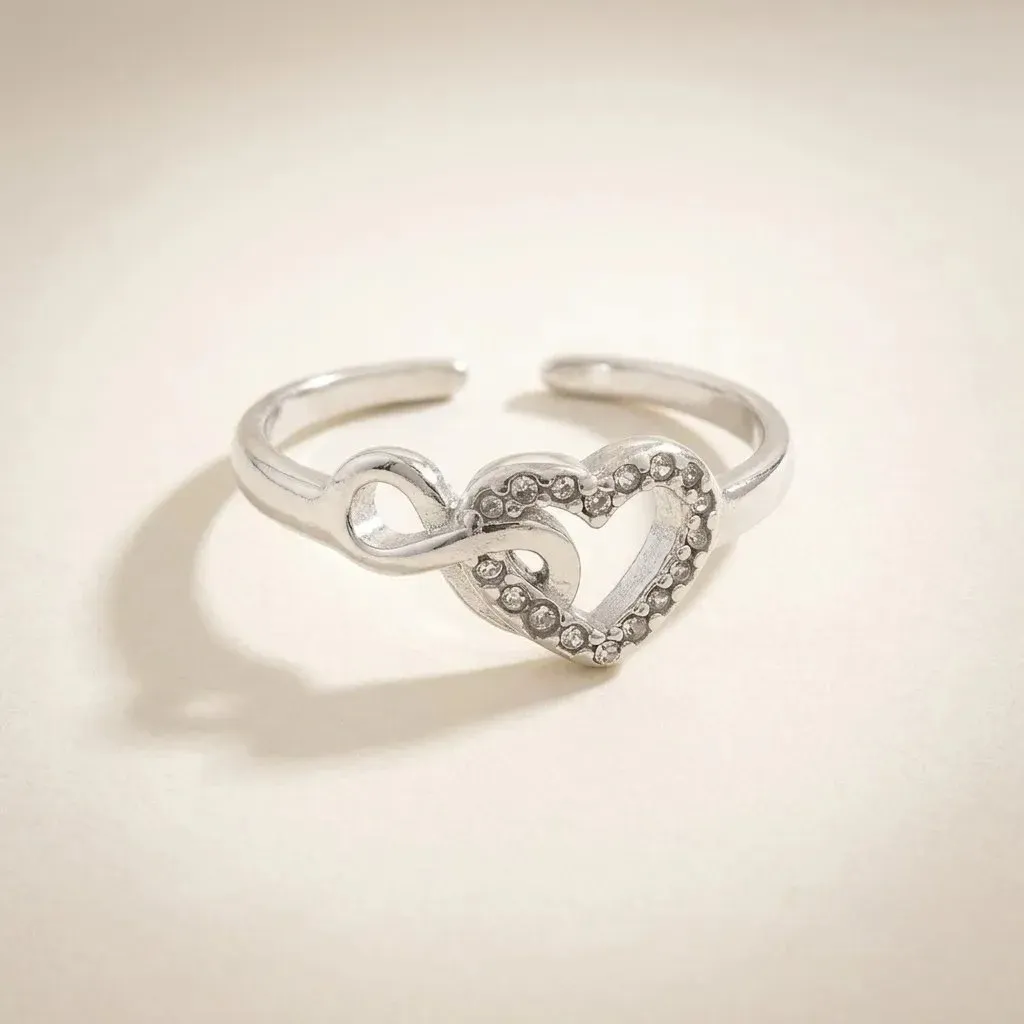 Anillo Doble Corazón Plata