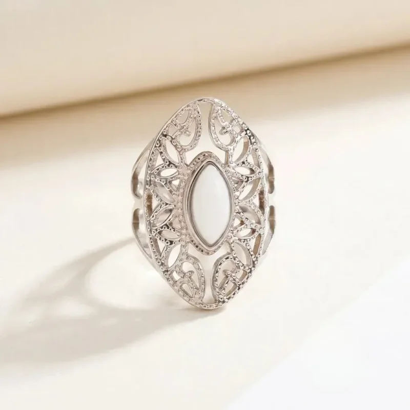 Anillo Oval Grabado Plata