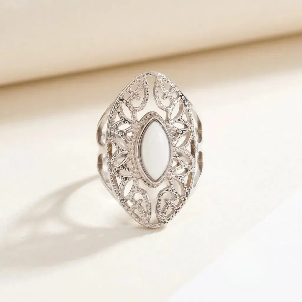 Anillo Oval Grabado Plata