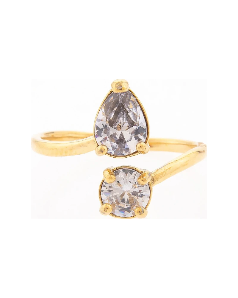 Anillo Gota y Cuadro Dorado