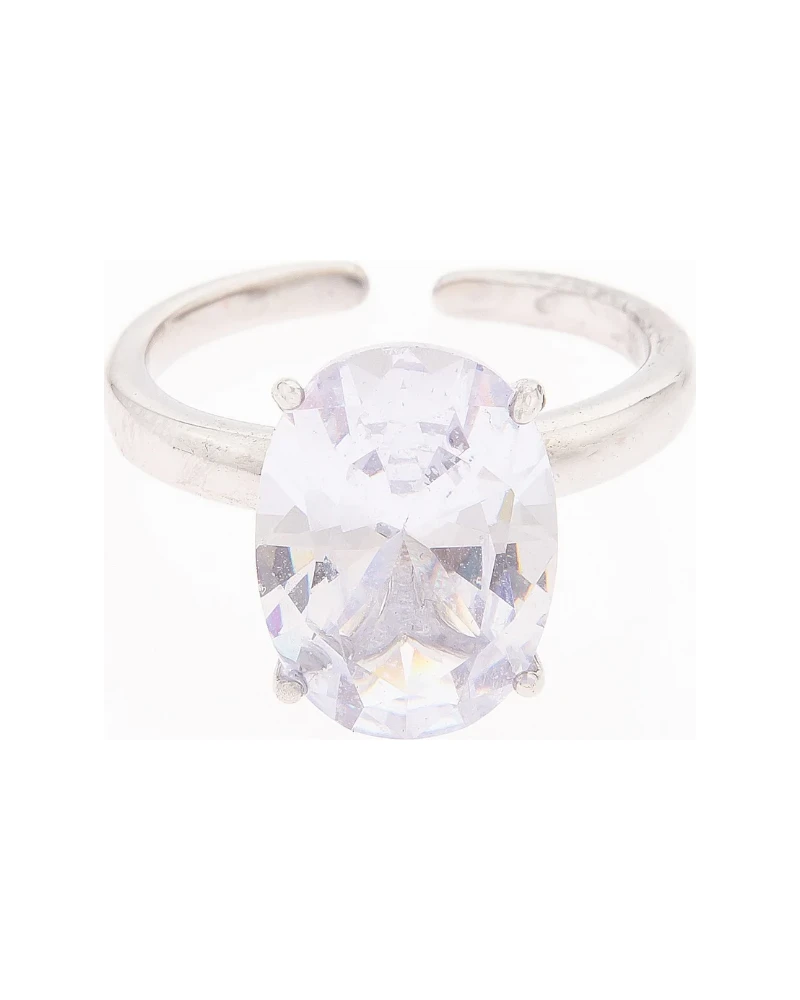 Anillo Solitario Cuadrado Plata