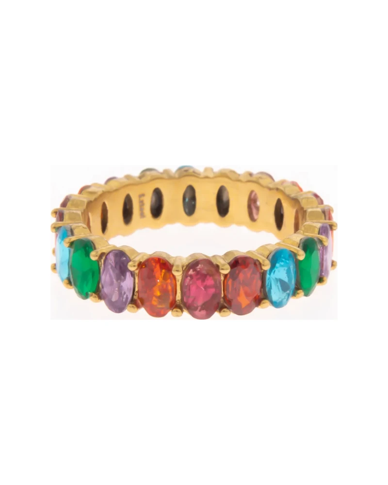 Anillo Cintillo Multicolor Dorado