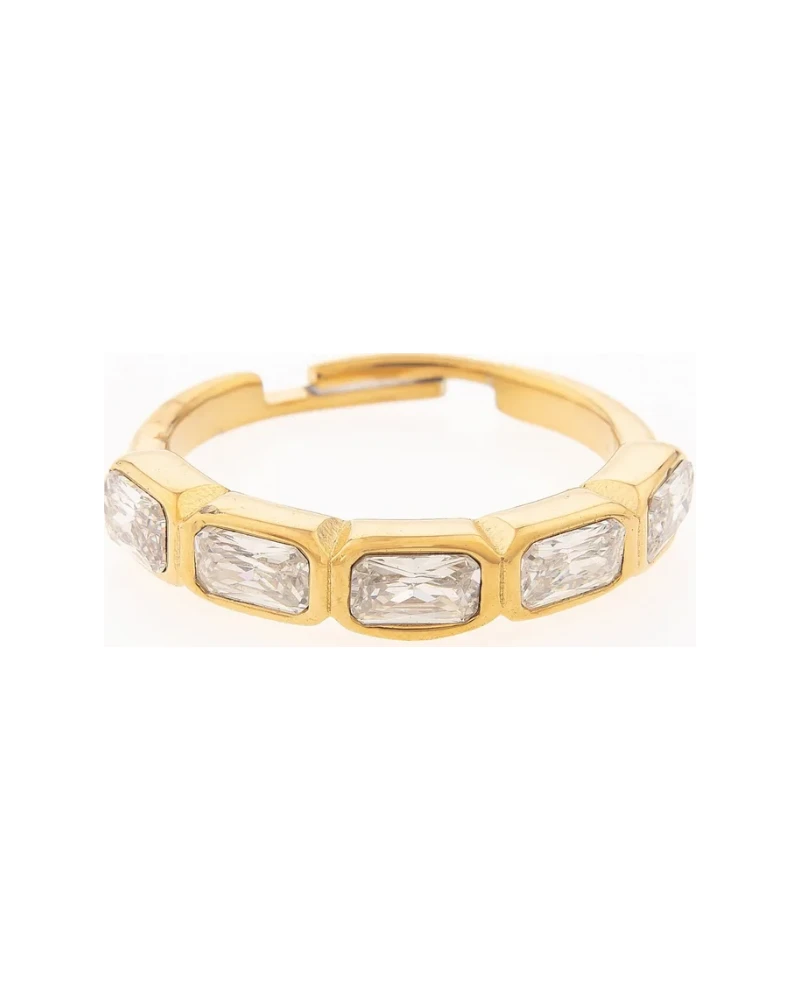 Anillo Doble Hilera de Zirconias Dorado