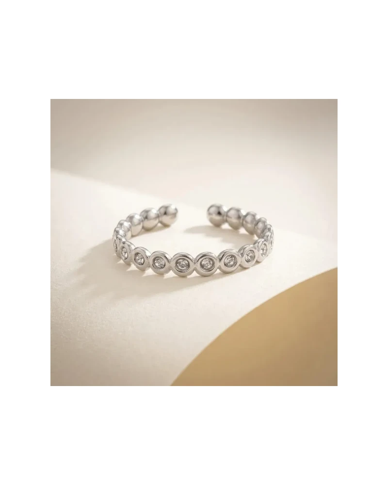 Anillo Abierto de Zirconias Plata