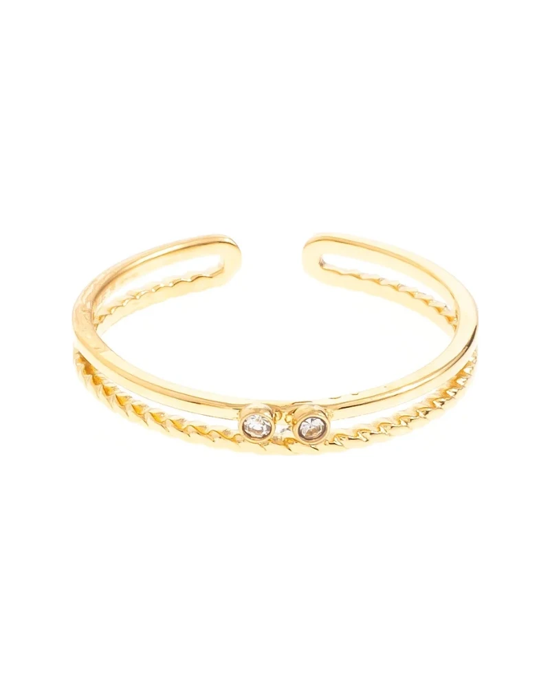 Anillo Fino de Zirconias Dorado
