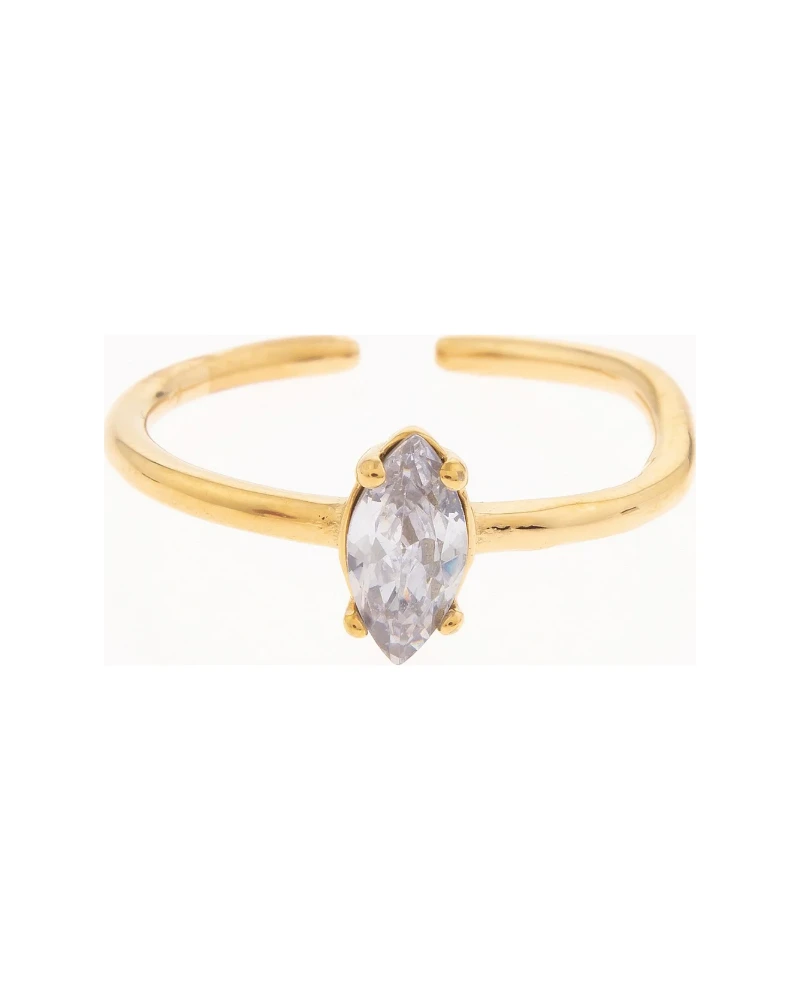 Anillo Zirconia Oval Dorado
