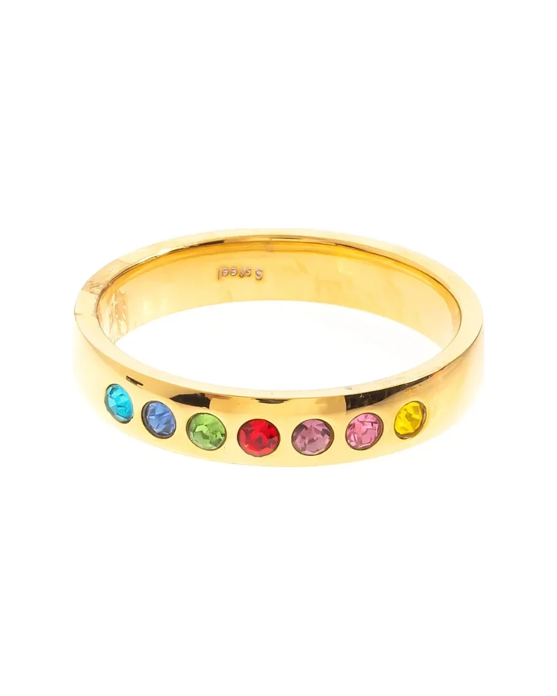 Anillo Piedras Multicolor Dorado